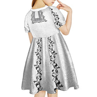 Philippines Polynesian Floral Pattern Kid Short Sleeve Dress With Barong Tagalog White Style