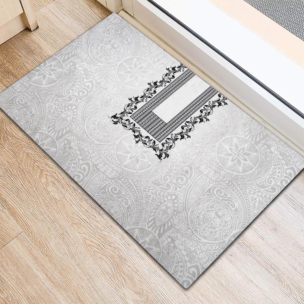 Philippines Polynesian Floral Pattern Rubber Doormat With Barong Tagalog White Style