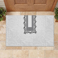 Philippines Polynesian Floral Pattern Rubber Doormat With Barong Tagalog White Style