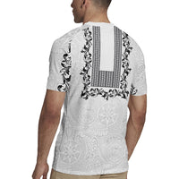Philippines Polynesian Floral Pattern Rugby Jersey With Barong Tagalog White Style