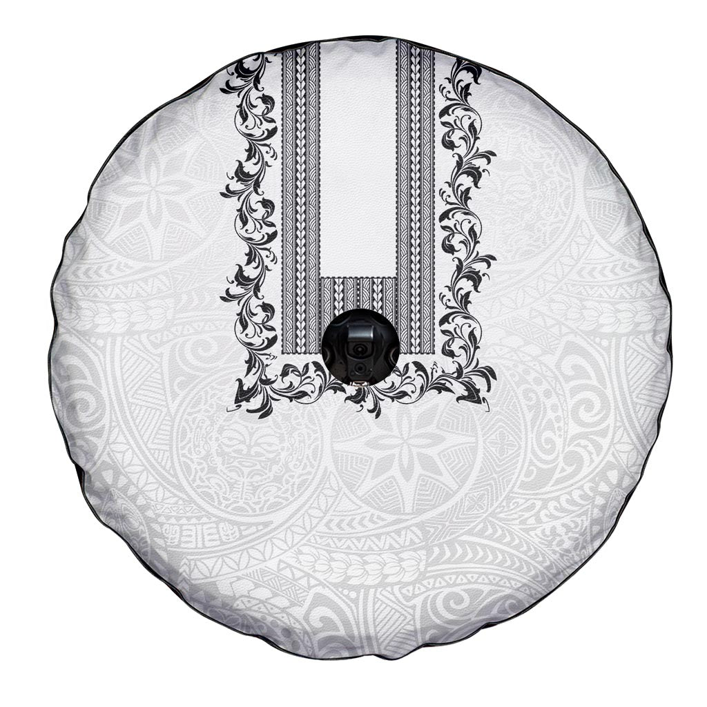 Philippines Polynesian Floral Pattern Spare Tire Cover With Barong Tagalog White Style
