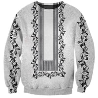 Philippines Polynesian Floral Pattern Sweatshirt With Barong Tagalog White Style