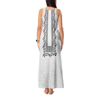Philippines Polynesian Floral Pattern Tank Maxi Dress With Barong Tagalog White Style