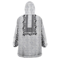 Philippines Polynesian Floral Pattern Wearable Blanket Hoodie With Barong Tagalog White Style