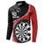 Personalised New Zealand Darts Button Sweatshirt Koru Tribal Tattoo and Silver Fern Maori Pattern Red Color