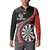 Personalised New Zealand Darts Button Sweatshirt Koru Tribal Tattoo and Silver Fern Maori Pattern Red Color