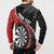 Personalised New Zealand Darts Button Sweatshirt Koru Tribal Tattoo and Silver Fern Maori Pattern Red Color