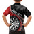 Personalised New Zealand Darts Family Matching Off The Shoulder Long Sleeve Dress and Hawaiian Shirt Koru Tribal Tattoo and Silver Fern Maori Pattern Red Color