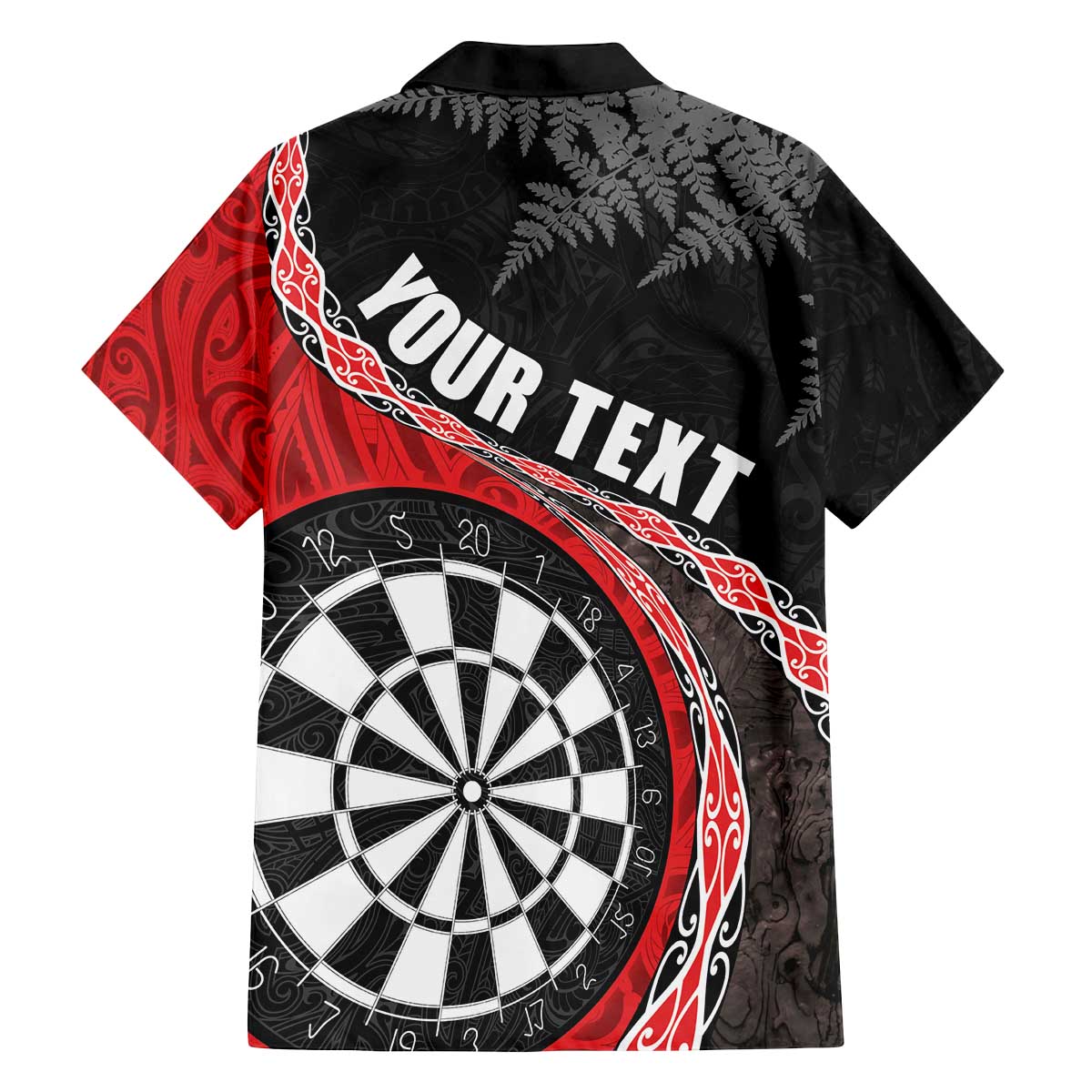 Personalised New Zealand Darts Family Matching Off The Shoulder Long Sleeve Dress and Hawaiian Shirt Koru Tribal Tattoo and Silver Fern Maori Pattern Red Color