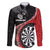 Personalised New Zealand Darts Family Matching Off The Shoulder Long Sleeve Dress and Hawaiian Shirt Koru Tribal Tattoo and Silver Fern Maori Pattern Red Color