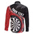 Personalised New Zealand Darts Family Matching Off The Shoulder Long Sleeve Dress and Hawaiian Shirt Koru Tribal Tattoo and Silver Fern Maori Pattern Red Color