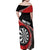 Personalised New Zealand Darts Family Matching Off Shoulder Maxi Dress and Hawaiian Shirt Koru Tribal Tattoo and Silver Fern Maori Pattern Red Color