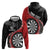 Personalised New Zealand Darts Hoodie Koru Tribal Tattoo and Silver Fern Maori Pattern Red Color