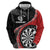 Personalised New Zealand Darts Hoodie Koru Tribal Tattoo and Silver Fern Maori Pattern Red Color