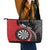 Personalised New Zealand Darts Leather Tote Bag Koru Tribal Tattoo and Silver Fern Maori Pattern Red Color