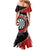 Personalised New Zealand Darts Mermaid Dress Koru Tribal Tattoo and Silver Fern Maori Pattern Red Color