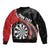 Personalised New Zealand Darts Sleeve Zip Bomber Jacket Koru Tribal Tattoo and Silver Fern Maori Pattern Red Color