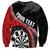 Personalised New Zealand Darts Sweatshirt Koru Tribal Tattoo and Silver Fern Maori Pattern Red Color