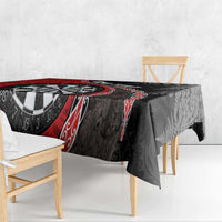 Personalised New Zealand Darts Tablecloth Koru Tribal Tattoo and Silver Fern Maori Pattern Red Color