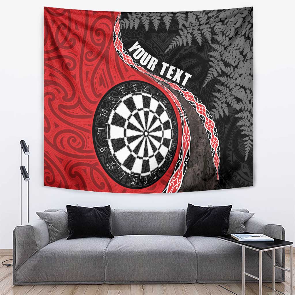 Personalised New Zealand Darts Tapestry Koru Tribal Tattoo and Silver Fern Maori Pattern Red Color LT03 Red - Polynesian Pride
