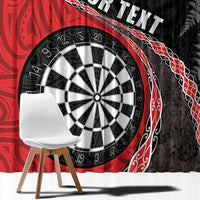 Personalised New Zealand Darts Window Curtain Koru Tribal Tattoo and Silver Fern Maori Pattern Red Color LT03 - Polynesian Pride