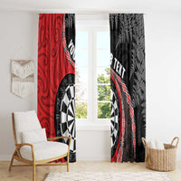Personalised New Zealand Darts Window Curtain Koru Tribal Tattoo and Silver Fern Maori Pattern Red Color LT03 - Polynesian Pride