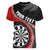 Personalised New Zealand Darts Women V-Neck T-Shirt Koru Tribal Tattoo and Silver Fern Maori Pattern Red Color