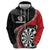 Personalised New Zealand Darts Zip Hoodie Koru Tribal Tattoo and Silver Fern Maori Pattern Red Color