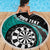 Personalised New Zealand Darts Beach Blanket Koru Tribal Tattoo and Silver Fern Maori Pattern Teal Color