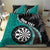 Personalised New Zealand Darts Bedding Set Koru Tribal Tattoo and Silver Fern Maori Pattern Teal Color