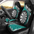 Personalised New Zealand Darts Car Seat Cover Koru Tribal Tattoo and Silver Fern Maori Pattern Teal Color