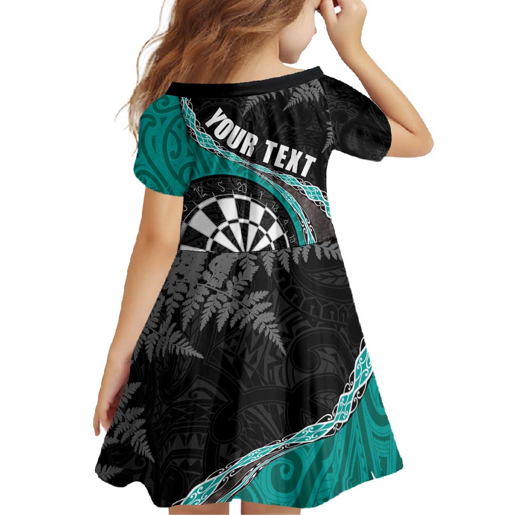 Personalised New Zealand Darts Family Matching Mermaid Dress and Hawaiian Shirt Koru Tribal Tattoo and Silver Fern Maori Pattern Teal Color LT03 - Polynesian Pride