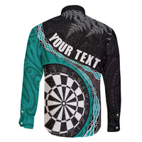 Personalised New Zealand Darts Family Matching Mermaid Dress and Hawaiian Shirt Koru Tribal Tattoo and Silver Fern Maori Pattern Teal Color LT03 - Polynesian Pride
