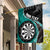 Personalised New Zealand Darts Garden Flag Koru Tribal Tattoo and Silver Fern Maori Pattern Teal Color