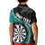 Personalised New Zealand Darts Kid Polo Shirt Koru Tribal Tattoo and Silver Fern Maori Pattern Teal Color