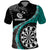 Personalised New Zealand Darts Polo Shirt Koru Tribal Tattoo and Silver Fern Maori Pattern Teal Color