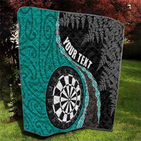 Personalised New Zealand Darts Quilt Koru Tribal Tattoo and Silver Fern Maori Pattern Teal Color LT03 - Polynesian Pride