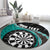 Personalised New Zealand Darts Round Carpet Koru Tribal Tattoo and Silver Fern Maori Pattern Teal Color