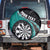 Personalised New Zealand Darts Spare Tire Cover Koru Tribal Tattoo and Silver Fern Maori Pattern Teal Color