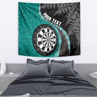 Personalised New Zealand Darts Tapestry Koru Tribal Tattoo and Silver Fern Maori Pattern Teal Color LT03 - Polynesian Pride