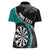 Personalised New Zealand Darts Women Polo Shirt Koru Tribal Tattoo and Silver Fern Maori Pattern Teal Color