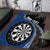 Personalised New Zealand Darts Area Rug Koru Tribal Tattoo and Silver Fern Maori Pattern Blue Color