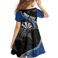 Personalised New Zealand Darts Family Matching Off Shoulder Maxi Dress and Hawaiian Shirt Koru Tribal Tattoo and Silver Fern Maori Pattern Blue Color LT03 - Polynesian Pride
