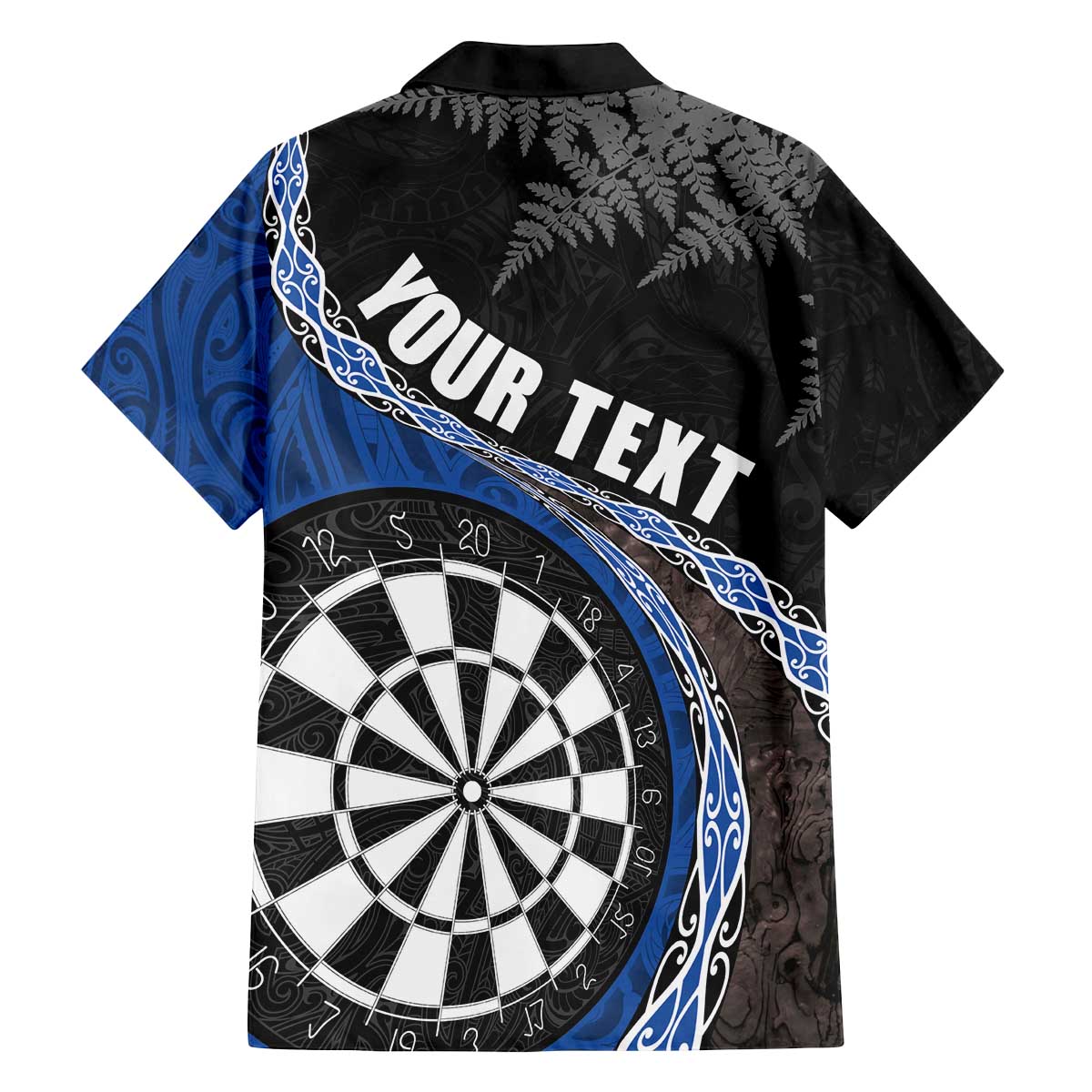 Personalised New Zealand Darts Family Matching Off Shoulder Short Dress and Hawaiian Shirt Koru Tribal Tattoo and Silver Fern Maori Pattern Blue Color LT03 - Polynesian Pride