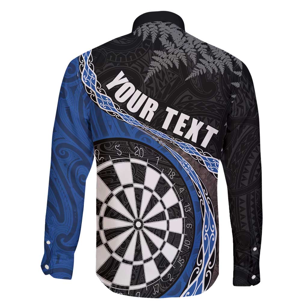 Personalised New Zealand Darts Family Matching Summer Maxi Dress and Hawaiian Shirt Koru Tribal Tattoo and Silver Fern Maori Pattern Blue Color LT03 - Polynesian Pride