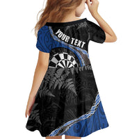 Personalised New Zealand Darts Family Matching Tank Maxi Dress and Hawaiian Shirt Koru Tribal Tattoo and Silver Fern Maori Pattern Blue Color LT03 - Polynesian Pride
