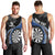 Personalised New Zealand Darts Men Tank Top Koru Tribal Tattoo and Silver Fern Maori Pattern Blue Color