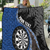 Personalised New Zealand Darts Quilt Koru Tribal Tattoo and Silver Fern Maori Pattern Blue Color LT03 Blue - Polynesian Pride