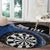 Personalised New Zealand Darts Round Carpet Koru Tribal Tattoo and Silver Fern Maori Pattern Blue Color