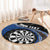 Personalised New Zealand Darts Round Carpet Koru Tribal Tattoo and Silver Fern Maori Pattern Blue Color